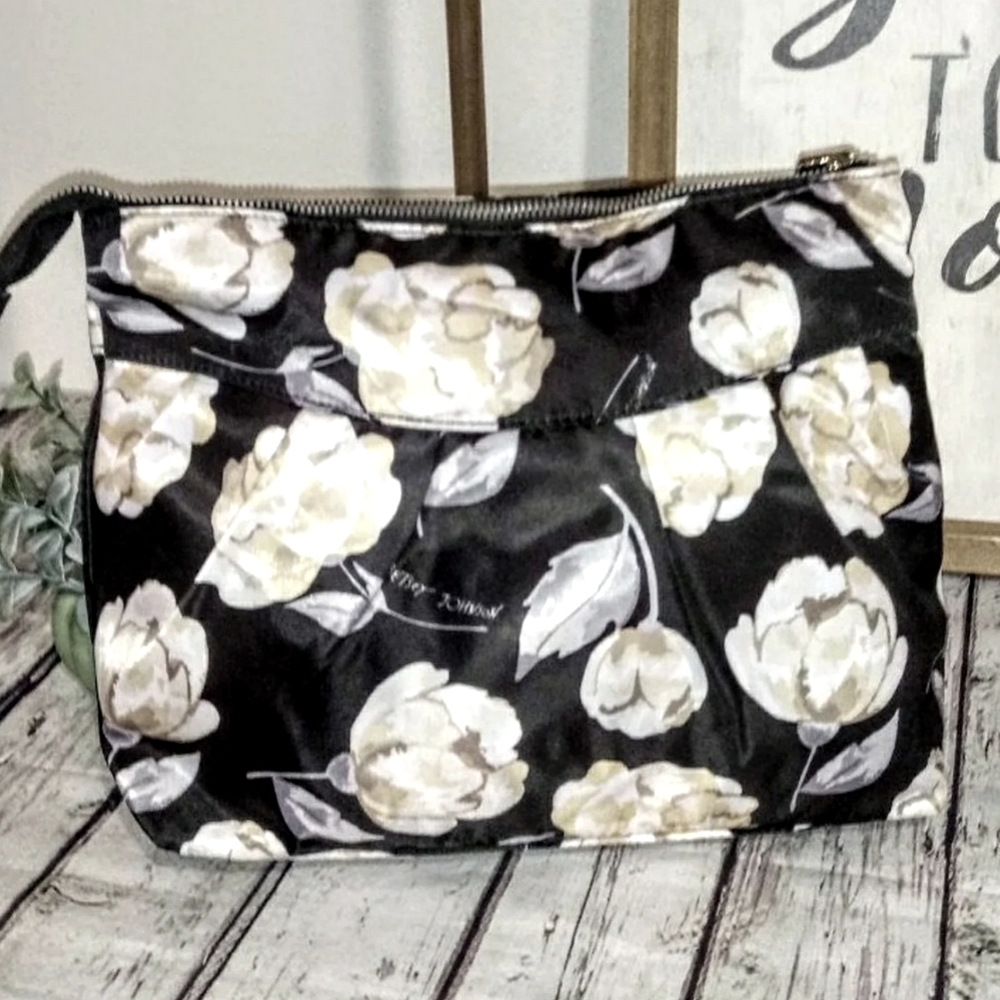 Betsey Johnson Black White Floral Clutch Wristlet - Picture 4 of 6